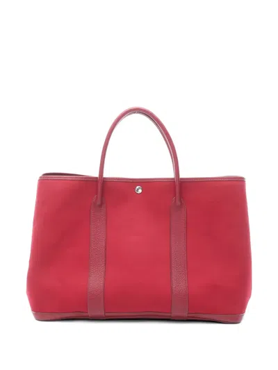Pre-owned Hermes 2005 Mm Garden Party Tote Bag In Red