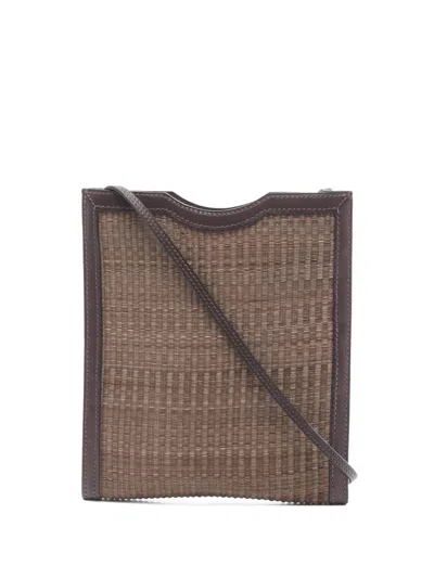 Pre-owned Hermes 2005 Onimetu Woven Tote Bag In Brown