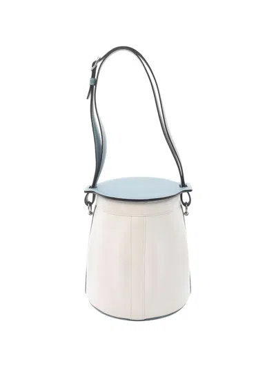 Pre-owned Hermes 2005 Pm Farming Bucket Bag In White