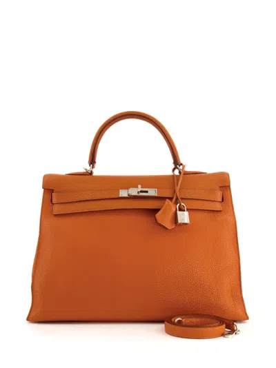Pre-owned Hermes 2005  Kelly 35 Handbag In Orange