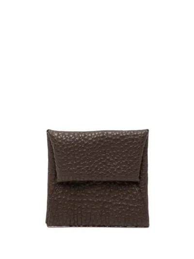 Pre-owned Hermes 2005 Taurillon Clemence Bastia Change Purse Coin Pouch In Brown