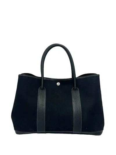 Pre-owned Hermes 2005 Toile And Negonda Garden Party 36 Tote Bag In Black