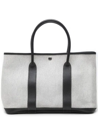 Pre-owned Hermes 2005 Toile And Negonda Garden Party 36 Tote Bag In Grey
