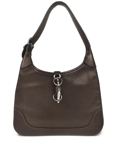 Pre-owned Hermes 2005 Trim Duo 24 Leather Handbag In Brown