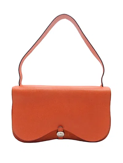 Pre-owned Hermes 2005 Vache Liege And Toile Sac Colorado Mm Crossbody Bag In Orange