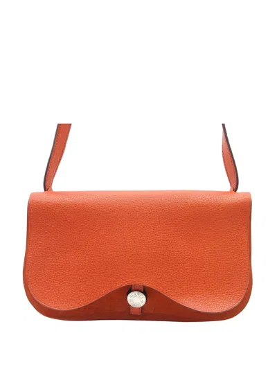Pre-owned Hermes 2005 Vache Liege And Toile Sac Colorado Pm Shoulder Bag In Orange
