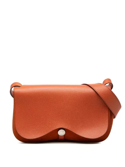 Pre-owned Hermes 2005 Vache Liege And Toile Sac Colorado Pm Shoulder Bag In Orange