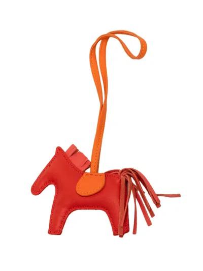 Pre-owned Hermes 2005-2018 Milo Lambskin Grigri Rodeo Bag Charm Pm Key Chain In Red