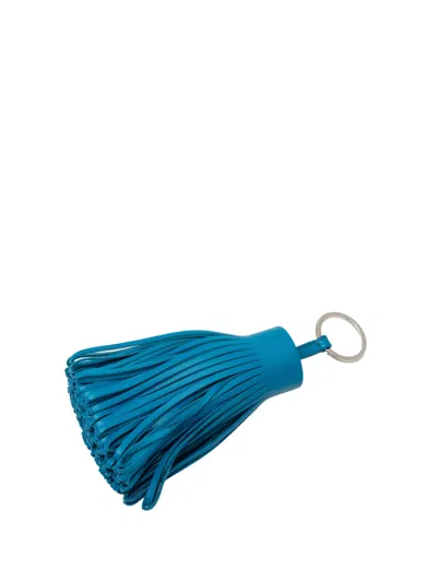 Pre-owned Hermes 2005-2026 Milo Lambskin Carmen Ring Key Chain In Blue