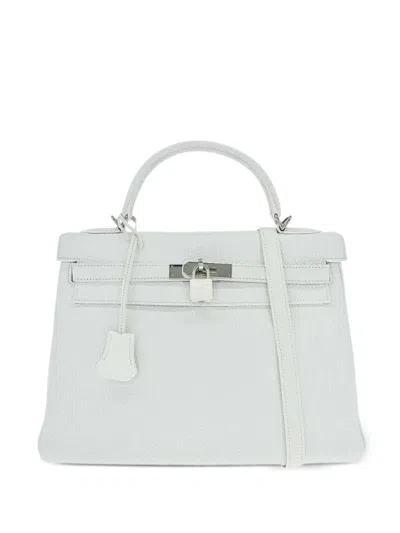 Pre-owned Hermes 2006 32 Kelly Retourne Tote Bag In White