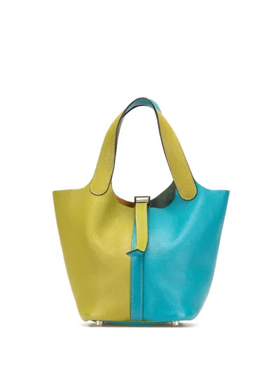 Pre-owned Hermes 2006 Bicolor Clemence Picotin 18 Handbag