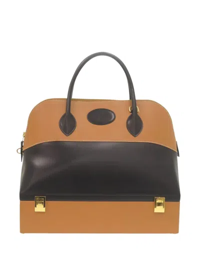 Pre-owned Hermes 2006 Box Calf And Veau Chamonix Macpherson Handbag In Black