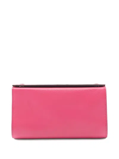 Pre-owned Hermes 2006 Caro Pm Carved Stamp Pouch In Pink