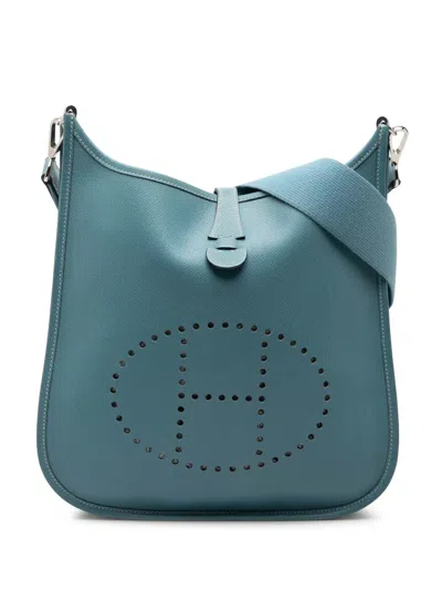 Pre-owned Hermes 2006 Clemence Evelyne 29 Crossbody Bag In Blue
