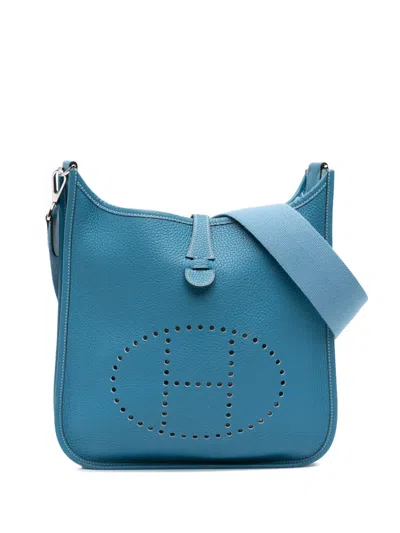 Pre-owned Hermes 2006 Clemence Evelyne I 29 Crossbody Bag In Blue