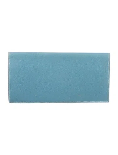 Pre-owned Hermes 2006 Continental Wallet In Blue