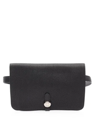 Pre-owned Hermes 2006 Dogon Leather Belt Bag In Black