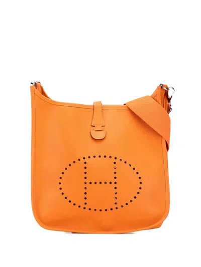 Pre-owned Hermes 2006 Epsom Evelyne 29 Crossbody Bag In Orange