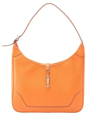 Pre-owned Hermes 2006 Epsom Trim 31 Shoulder Bag In Orange