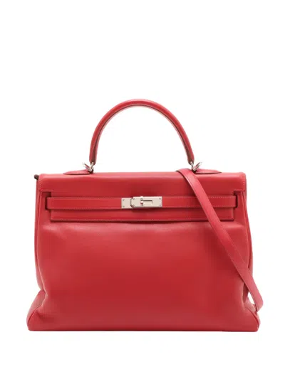 Pre-owned Hermes 2006 Evergrain Kelly Ii Retourne 35 Satchel In Red