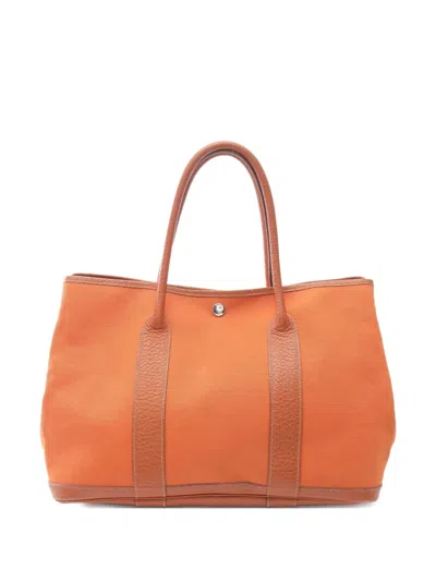 Pre-owned Hermes 2006 Garden Party Pm Tote Bag In Orange