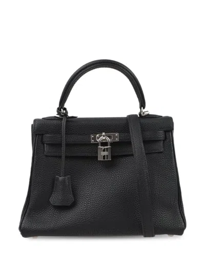 Pre-owned Hermes 2006 Kelly 25 Retourne Two-way Handbag In Black