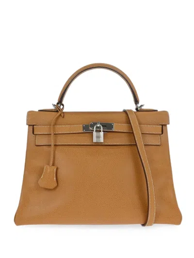 Pre-owned Hermes 2006 Kelly 32 Retourne Tote Bag In 中性色