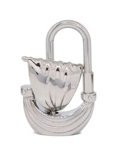 Pre-owned Hermes 2006 L'air De Paris Yacht Cadena Lock Bag Charm In Silver