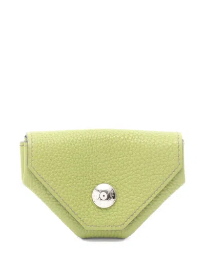 Pre-owned Hermes 2006 Levain Quatre Togo Coin Purse In Green