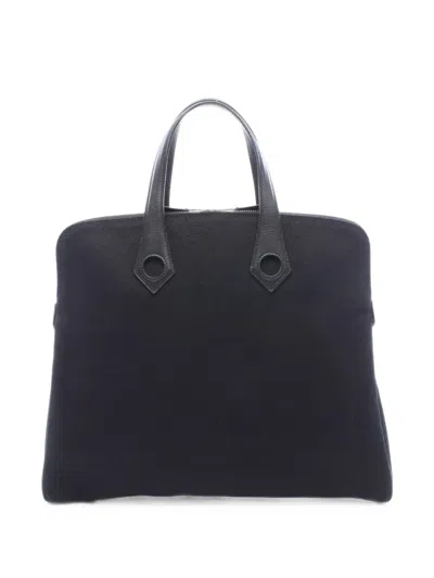 Pre-owned Hermes 2006 Mm Sack Eboo Tote Bag In Black