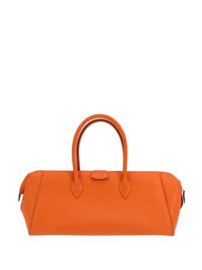 Pre-owned Hermes 2006 Paris-bombay Leather Handbag In Orange