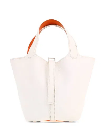 Pre-owned Hermes 2006 Picotin Handbag In White