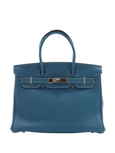 Pre-owned Hermes 2006 Togo Birkin Retourne 30 Handbag In Blue