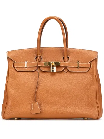 Pre-owned Hermes 2006 Togo Birkin Retourne 35 Handbag In 褐色