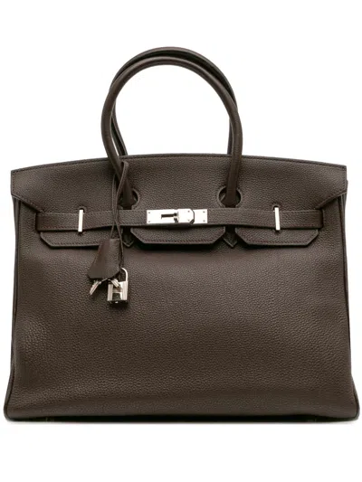 Pre-owned Hermes 2006 Togo Birkin Retourne 35 Handbag In Brown