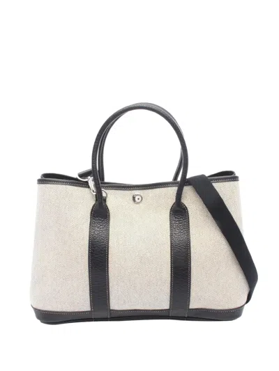 Pre-owned Hermes 2006 Toile Garden Party Tpm Tote Bag In Gray