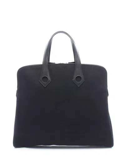 Pre-owned Hermes 2006 Toile Heeboo Mm Tote Bag In Black