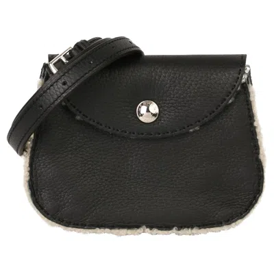 Pre-owned Hermes Hermès 2006 Women's Black Shearling Belt Pouch With Palladium Hardware