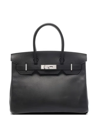 Pre-owned Hermes 2007 30 Birkin Textured Tote Bag In Black