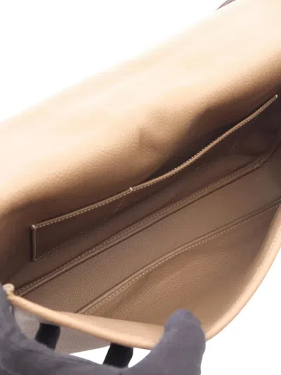 Pre-owned Hermes 2007 Clemence Victoria Messenger Satchel In Brown