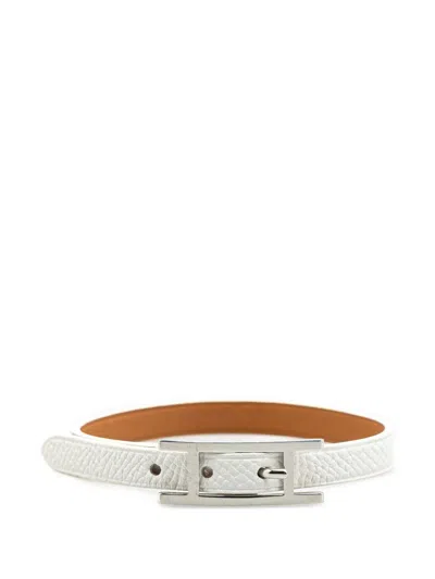 Pre-owned Hermes 2007 Epsom Behapi Single Tour Bracelet Costume Bracelet In White