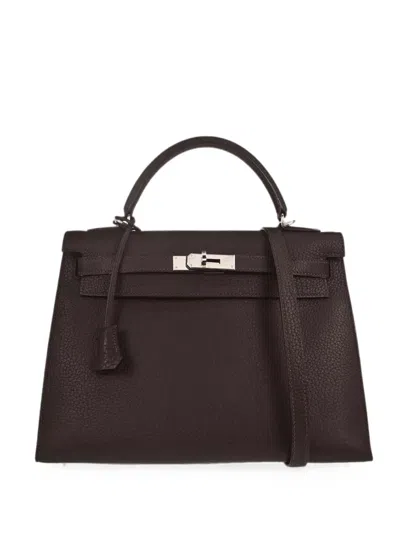Pre-owned Hermes 2007 Fjord Kelly 32 Sellier Tote Bag In Brown