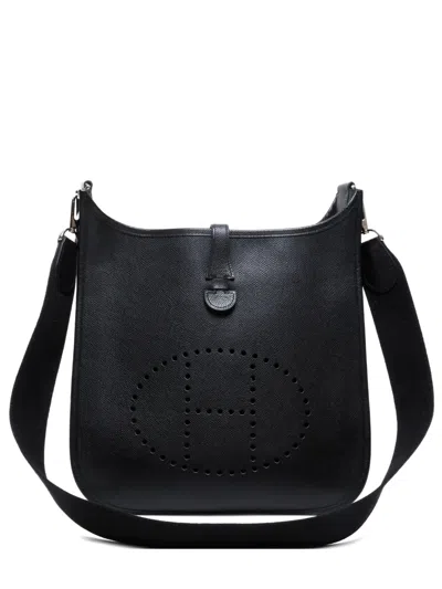 Pre-owned Hermes 2007 H-cutout Shoulder Bag In Black