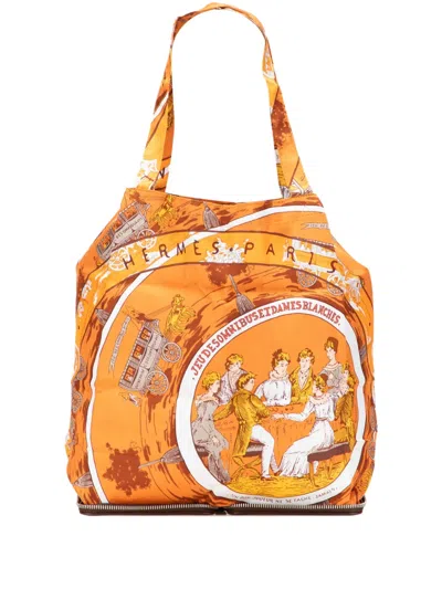 Pre-owned Hermes 2007 Jeu Des Omnibus Et Dames Blanches Silky Pop Tote Bag