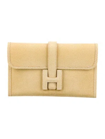 Pre-owned Hermes 2007 Jige Duo Wallet In Neutral