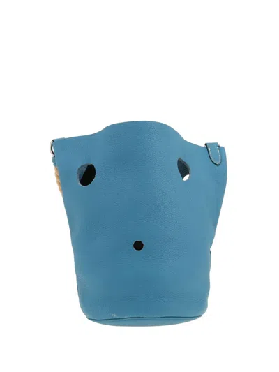 Pre-owned Hermes 2007 Mangeoire Bucket Bag In Blue