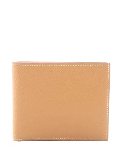 Pre-owned Hermes 2007 Mc² Copernic Compact Wallet In Neutral