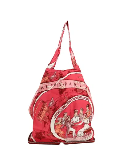 Pre-owned Hermes 2007 Silky Pop Tote Bag In Red