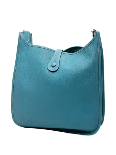 Pre-owned Hermes 2007 Togo Evelyne Pm Crossbody Bag In Blue