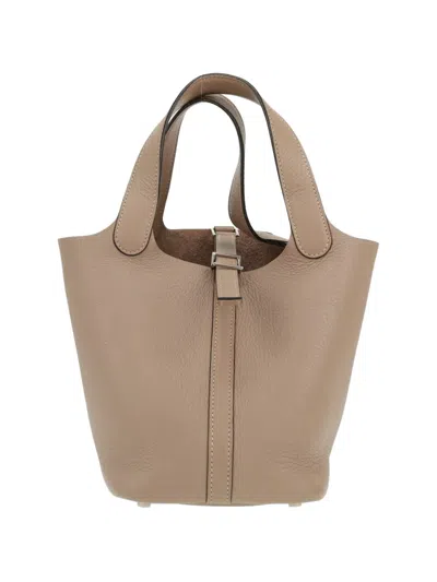 Pre-owned Hermes 2008 18 Picotin Handbag In Neutral